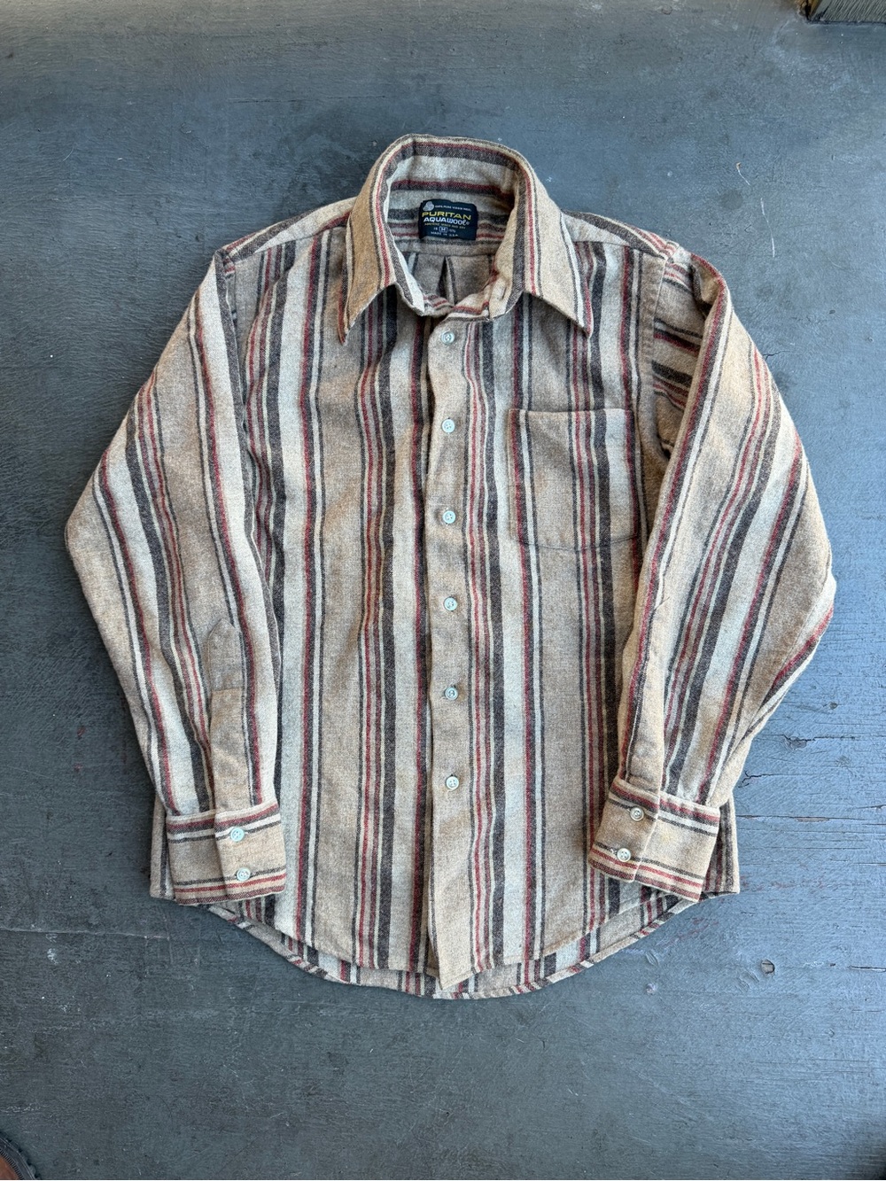 Vintage 70s Puritan Striped Wool Button Up Shirt